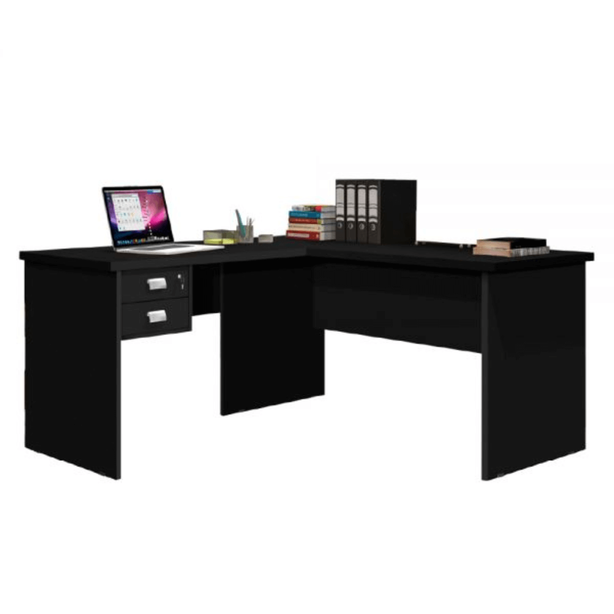 Escrivaninha/mesa de Escritório em L Preta - Trus - J&a Móveis - Preto - 1