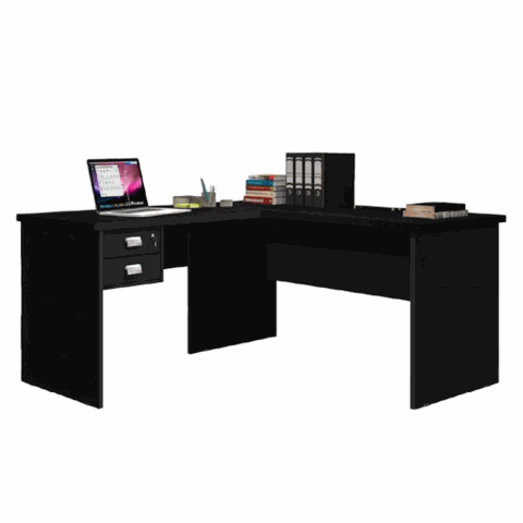 Escrivaninha/mesa de Escritório em L Preta - Trus - J&a Móveis - Preto
