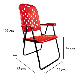 Cadeira Aço Carbono Praia Alta Dobrável Reforçado - Vermelho - 4