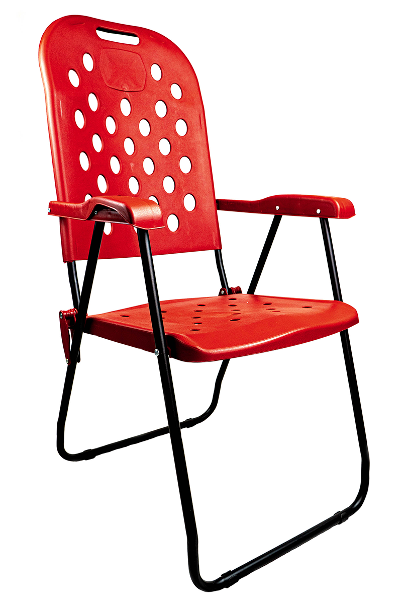 Cadeira Aço Carbono Praia Alta Dobrável Reforçado - Vermelho
