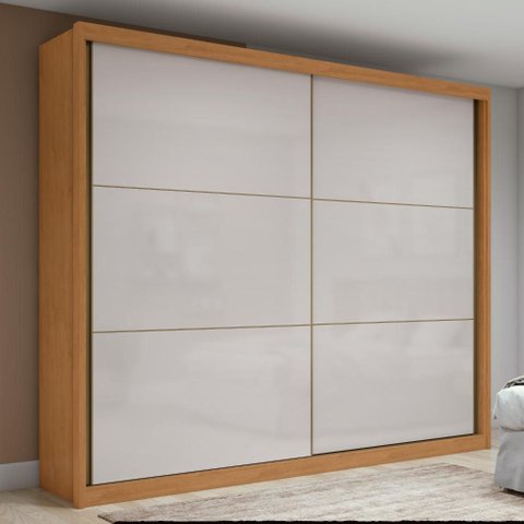 Guarda-roupa Casal 100% Mdf 2 Portas 6 Gavetas Easy Max Amendoa/off White