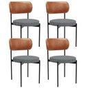 Ver imagem 1 de Kit 04 Cadeiras Estofadas para Sala de Jantar Louvre L02 Couríssimo Camel Pied Poule - Lyam Decor