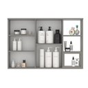 Ver imagem 7 de Conjunto Gabinete para Banheiro Suspenso com Cuba e Espelheira com Nichos 100cm em MDF Village Cimento