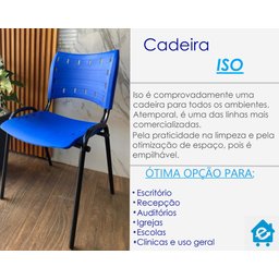 Kit com 4 Cadeiras Iso para Escola Escritório Comércio Azul Base Preta Ecomhome - 9