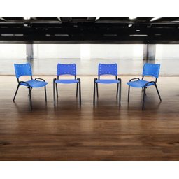 Kit com 4 Cadeiras Iso para Escola Escritório Comércio Azul Base Preta Ecomhome - 1