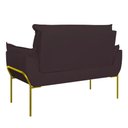 Ver imagem 4 de Kit 2 Poltronas + Namoradeira Pé Metal Dourado Recepção Sala Cinza