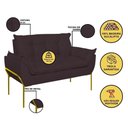 Ver imagem 3 de Kit 2 Poltronas + Namoradeira Pé Metal Dourado Recepção Sala Cinza