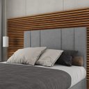 Ver imagem 1 de Cabeceira Estofada Casal 140 Cm Venus Linho Cinza Skybox