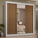 Ver imagem 1 de Guarda-roupa Casal 3 Portas de Correr com Espelho 4 Gavetas Branco/rustic Sublime Plus Madesa Branco