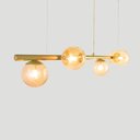 Ver imagem 4 de Lustre Pendente Figo Ouro - 6 Globos Esfera de Vidro Âmbar