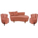 Ver imagem 1 de Kit Namoradeira + 2 Poltronas Decorativa Luna Veludo Terracota