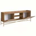 Ver imagem 3 de Rack 2 Portas 183cm Palhinha Pés Metálicos 28930 Oslo Artesano - Hanover/dourado