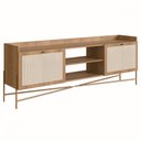 Ver imagem 2 de Rack 2 Portas 183cm Palhinha Pés Metálicos 28930 Oslo Artesano - Hanover/dourado