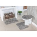 Ver imagem 2 de Jogo de Tapete Banheiro 3 Peças Antiderrapante Classic Cinza