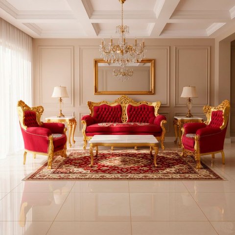 Jogo de Sofá com Poltrona Vermelho Ideal para Sala e Hall de Entrada 121x190x70cm 115x87x59cm