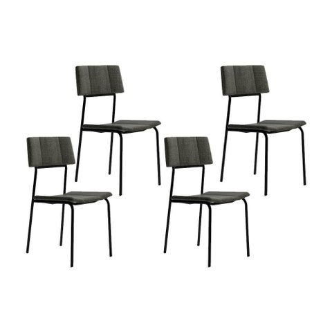 Kit 4 Cadeiras Sala Jantar Lou 1742 4 Uni Preto/linho Grafite - Carraro