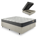 Ver imagem 1 de Cama Box com Baú Queen 158x198 com Colchão Adapto Molas Ensacadas Ecoflex Courino Linho