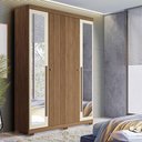 Ver imagem 6 de Guarda Roupa Casal Ripado 4 Portas Buriti com Espelho e Pés e Cômoda Marabá com Pés Jatobá Areia Ace