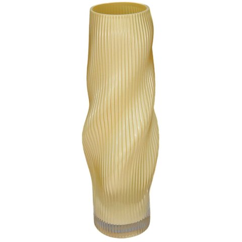 Vaso Decorativo de Vidro Creme 29x13x13cm Enfeite Sala Mesa Estante Aparador