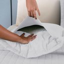 Ver imagem 2 de Kit Cobre Leito Colcha Unique Casal Padrão 3 Peças Matelado Percal 300 Fios - Branco