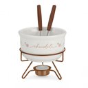 Ver imagem 1 de Conjunto Aparelho de Fondue Chocolate Porcelana Casal 5 Peças Doce Frutas Cerâmica
