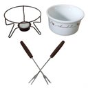 Ver mais imagens de Conjunto Aparelho de Fondue Chocolate Porcelana Casal 5 Peças Doce Frutas Cerâmica