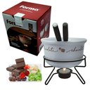 Ver imagem 4 de Conjunto Aparelho de Fondue Chocolate Porcelana Casal 5 Peças Doce Frutas Cerâmica