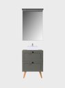 Ver imagem 1 de Gabinete para Banheiro com Tampo Cuba e Espelho com LED 60cm Retro MDF Verde Milano - On Móveis