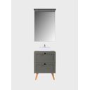 Ver imagem 1 de Gabinete para Banheiro com Tampo Cuba e Espelho com LED 60cm Retro MDF Verde Milano - On Móveis