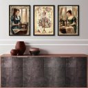 Ver imagem 1 de Kit 3 Quadros Vintage para Atelier de Costura 33x24cm - com Vidro:madeira Branca