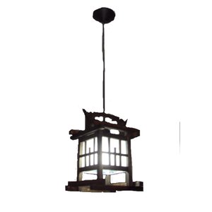 Lustre de Teto Luminária Oriental Japonês Rustico Madeira Artesanal Sala Quarto Hotel Pousada