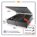 Ver imagem 3 de Conjunto Box Baú Super King Chicago Cinza 193x203x64 Espuma D33