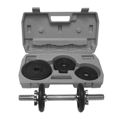 Maleta Dumbbell Athletic com 8kg em Anilhas Kit Halter Ajustável com Barra Cromada