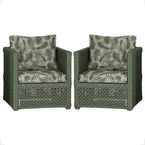 2 Poltronas Madri Alumínio Corda Náutica Estofado 5 Trama Original
