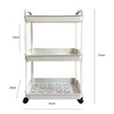 Ver imagem 3 de Carrinho Organizador Branco 3 Prateleiras com Rodinhas e Ganchos Multiuso para Cozinha Banheiro Escr