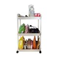 Ver imagem 1 de Carrinho Organizador Branco 3 Prateleiras com Rodinhas e Ganchos Multiuso para Cozinha Banheiro Escr