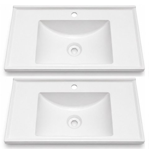Kit 2 Lavatórios Moderno para Banheiro Lavabo 60cm Plástico Branco