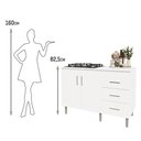 Ver imagem 4 de Kit Bancada Ilha para Cozinha + Balcão para Cooktop 1,20m 5 Bocas 2 Portas e 3 Gavetas Turim Branco