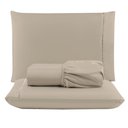 Ver imagem 1 de Jogo Cama Lençol Unique Queen Micro Percal 400 Fios Ponto Palito 3 Peças - Avelã