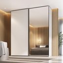 Ver imagem 1 de Guarda Roupa Casal 2 Portas de Correr C/ Espelho 100% Mdf Cor:branco