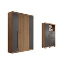 Ver imagem 1 de Quarto Completo Casal Guarda Roupa 4 Ptas Buriti + Cômoda Marabá Grafite S. Andirá