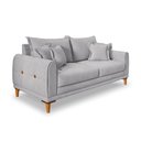 Ver imagem 1 de Sofá 2 Lugares 1,60m Estofado em Bouclé Cinza com Pés de Madeira - Logan Lucadi Home