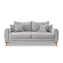 Ver imagem 5 de Sofá 2 Lugares 1,60m Estofado em Bouclé Cinza com Pés de Madeira - Logan Lucadi Home