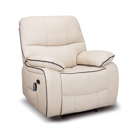 Poltrona do Papai Importada Reclinável Elétrica e Massagem com Entrada Usb Corino Premium Off White
