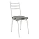 Ver imagem 4 de Kit 4 Cadeiras de Cozinha Luisiana Estampado Platina Pés de Ferro Branco - Pallazio