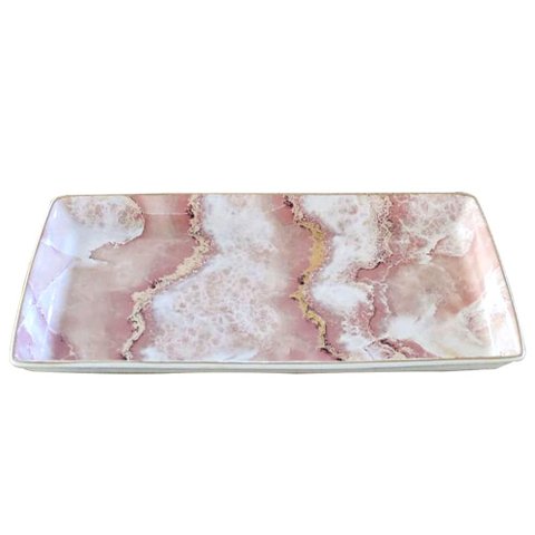 Travessa retangular Nero Rose em ceramica L34xP16xA3,5cm cor rosa