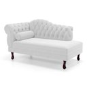 Ver imagem 1 de Divã Recamier Chaise Longue Lavínia 150cm Capitonê Pés de Madeira Courino Branco - Desk Design