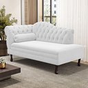 Ver imagem 5 de Divã Recamier Chaise Longue Lavínia 150cm Capitonê Pés de Madeira Courino Branco - Desk Design
