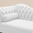 Ver imagem 2 de Divã Recamier Chaise Longue Lavínia 150cm Capitonê Pés de Madeira Courino Branco - Desk Design