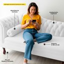 Ver imagem 4 de Divã Recamier Chaise Longue Lavínia 150cm Capitonê Pés de Madeira Courino Branco - Desk Design